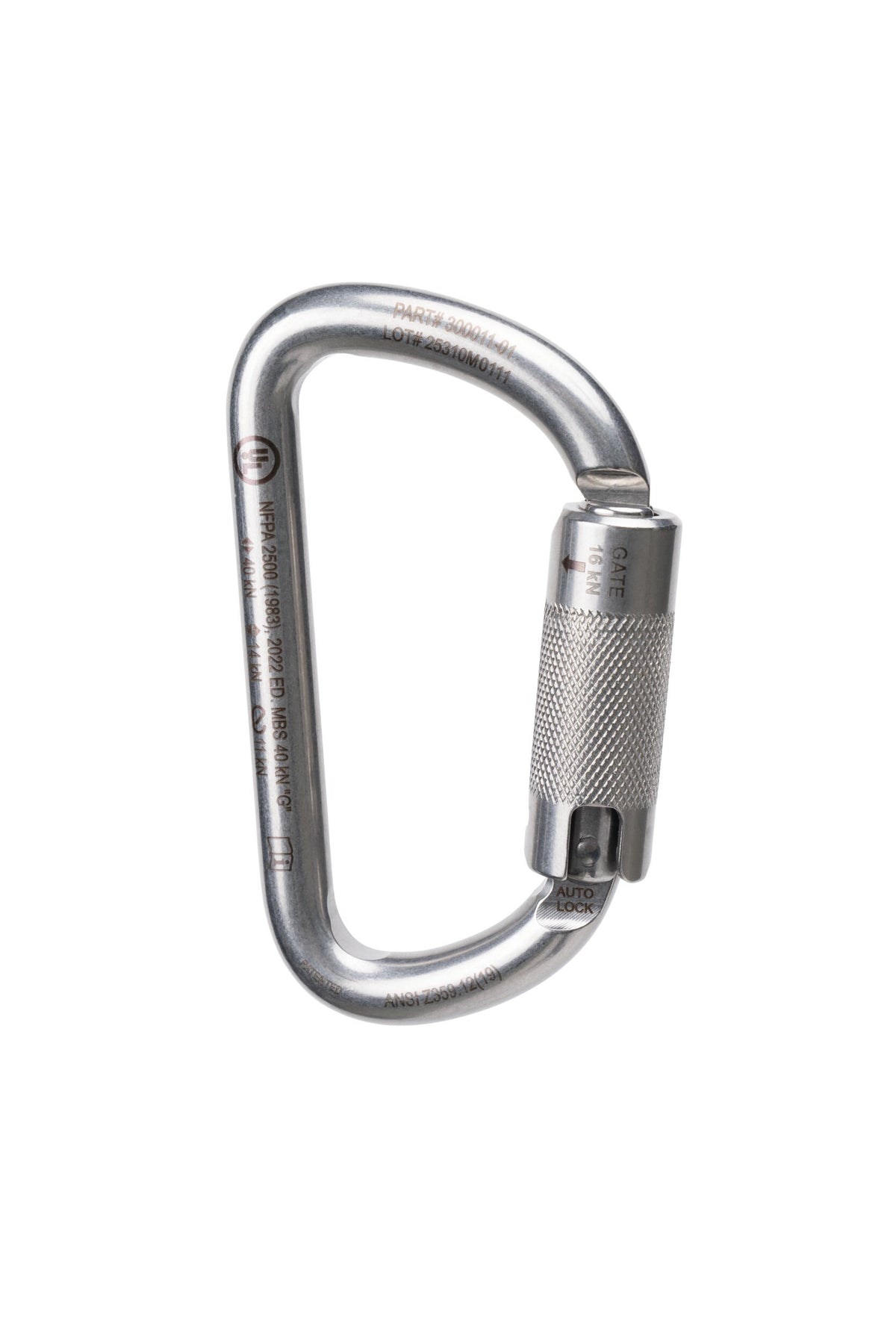 CMC Stainless Steel Carabiner, large stainless steel locking rescue carabiner, alternate view - imagen 2