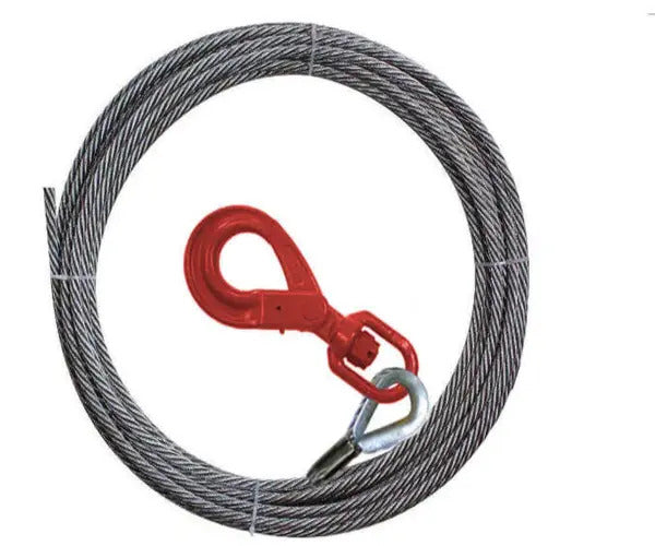 Lift All 7/16" Winch Line 6X19 Fc W/Swivel Hook & Latch One End Permaloc