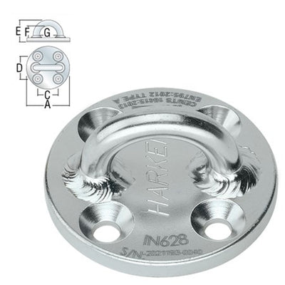Harken 57mm 316 Stainless Steel Round Standard Padeye– The Harken 57mm 316 Stainless Steel Round Standard Padeye is designed for permanent installation on structures, this IN628 stainless steel anchorage point ensures safe work at heights. It offers ample space for attachment movement, accommodating carabiners effortlessly. – Now available at MTN Shop US.