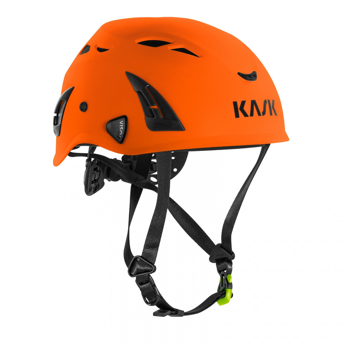 Orange helmet with black straps on a white background - imagen 10