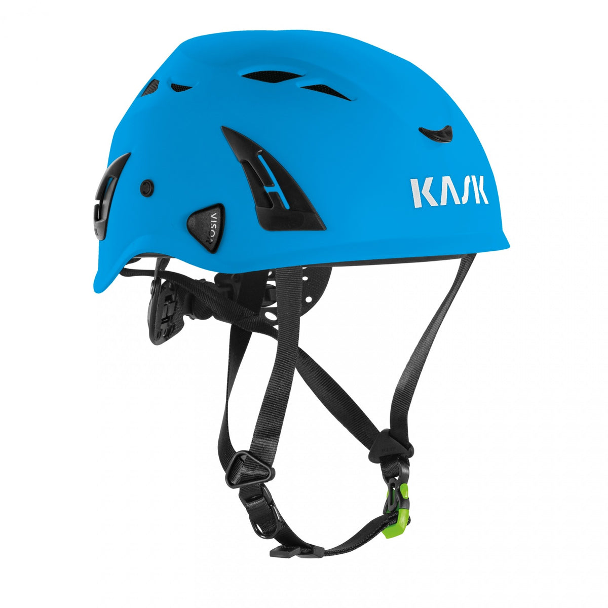 Blue helmet with black straps on a white background - imagen 12