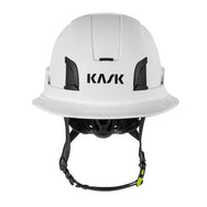 KASK Zenith X2 Full Brim safety helmet in white, front view with Adaptive Brim and chin strap - imagen 3