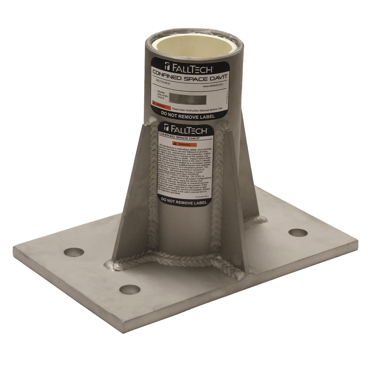 Center-mount Stainless Steel Bolt-on Fixed Davit Base