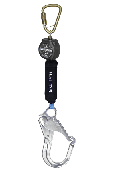 Mini SRL personal de 6' con gancho de barra de refuerzo de aluminio, incluye mosquetón de conexión dorsal de acero - CSA