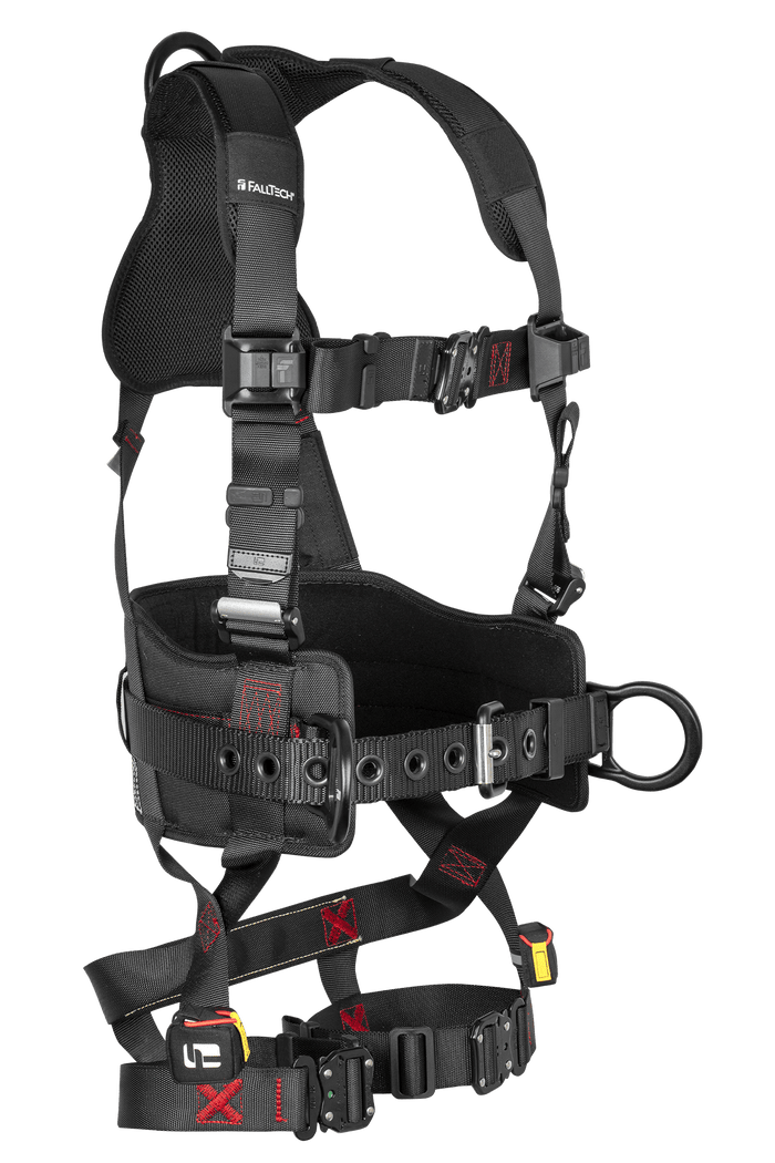 FT-Iron 3D Construction Belted Full Body Harness, Quick Connect Buckle Leg Adjustment