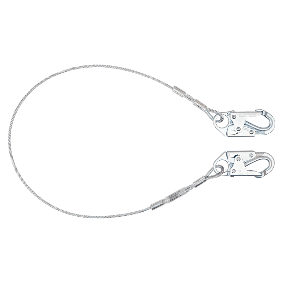 10' Coated Cable Restraint Lanyard, Fixed-length with Steel Snap Hooks