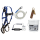 Kit de techador con anclaje reutilizable con bisagras y ajustador de cuerda de arrastre