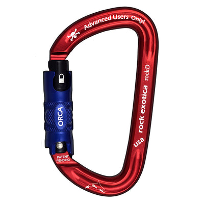 Mosquetón Rock Exotica rockD ORCA-Lock: el ORCA es un sistema de puerta único que se levanta y gira como muchos bloqueos automáticos tradicionales, pero se puede configurar para que permanezca en la posición desbloqueada. – Ahora disponible en MTN Shop US.