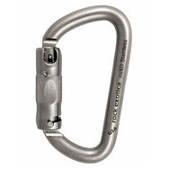 Mosquetón Rock Exotica rockD de acero inoxidable con bloqueo automático: el bloqueo de tornillo rockD ofrece una resistencia impresionante en un marco compacto de acero inoxidable. Construimos el rockD inoxidable con todos los componentes de acero inoxidable. – Ahora disponible en MTN Shop US.