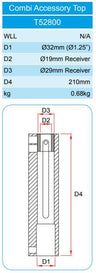 Doughty Combi Top– A 29mm receiver with the option of receiving 19mm spigots. Fit 32mm diameter tube. Complement Doughty large selection of lighting stands. – Now available at MTN Shop US.