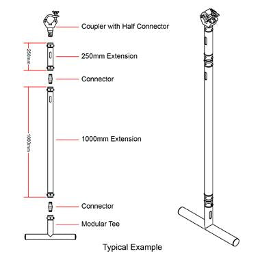 Doughty Modular Drop Arm Extension Dimensions - 10''/20''/40''/79'' - MTN Shop - imagen 3