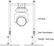 Cómo utilizar las dimensiones del adaptador de trampa de tanque con brazo abatible modular Doughty - Tienda MTN