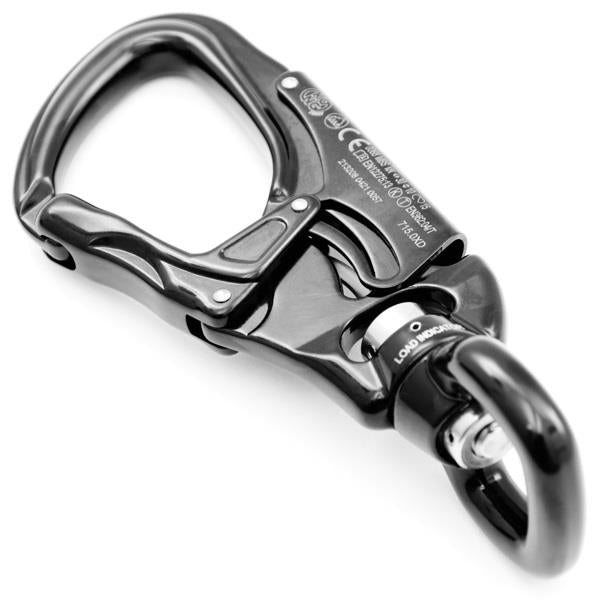 Kong Tango 360 Double Gate Connector Carabiner with Swivel– The Kong Tango 360 Connector combines Tango connector with a smooth, efficient swivel and an overload indicator. The overload indicator ensures safe use by activating when a load between 200 and 300kg is applied. The connector is directional to prevent twisting of ropes, lanyards and metal cables.The Double Gate safety system is easy to use and reduces the risk of accidental opening. The Keylock system prevents accidental snags while maneuvering. S - imagen 2