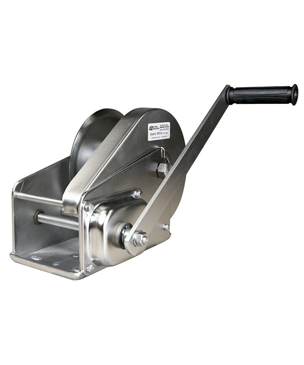 OZ Lifting Hand Brake Winch– The OZ Lifting hand brake winches are all steel, hand operated winches with capacities of 1 ton, 1.5 ton and 2 tons. The winches have a compact design and a large diameter drum for increased efficiency. The rubber grip handle makes the winch easier to operate and the fully enclosed gearing system ensures smooth operations over time by preventing contaminants and debris from clogging the system. The winch is available carbon steel and stainless steel models. – Now available at MT