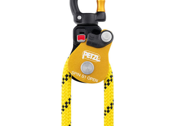 Petzl Spin S1 Open Pulley with Gated Swivel – he Petz spin S1 open pulley is a highly efficient and compact single pulley with a gated swivel. The S1 has been engineered for maximum simplicity when setting up a haul or load deviation and can be opened even when attached to an anchor. The pulley is compact and lightweight which makes it an excellent tool for technical rescues and work with tensioned highlines. The smooth sheave has sealed balled bearings and is very efficient. The swivel makes it simple to o