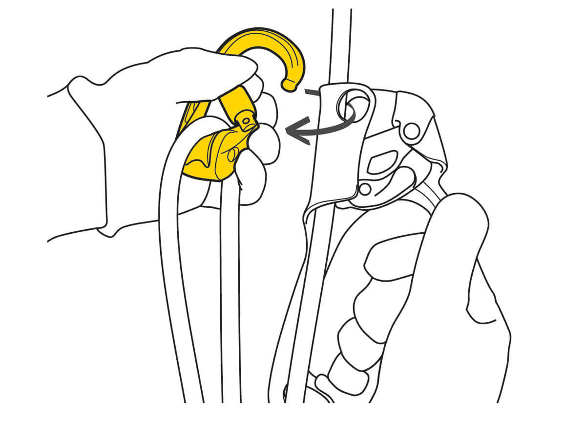 Polea Petzl ROLLCLIP Z con mosquetón TRIACT-LOCK: se puede utilizar como punto direccional en el punto de fijación superior del sujetacables con mango ASCENSION  - imagen 2