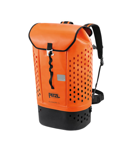 Vista frontal de la bolsa naranja