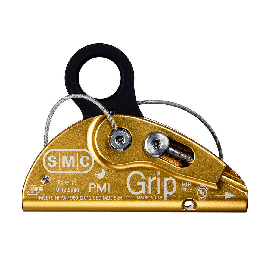 SMC/PMI Anodized Grip– The SMC/PMI Anodized Grip is a solid, compact rope grab that can be used as a ratchet or to grip a kernmantle rope. Special cam protects rope in unexpected loading – Now available at MTN Shop US.