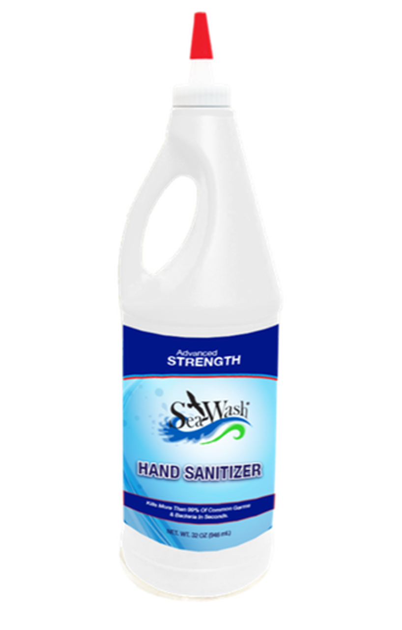 Desinfectante para manos SeaWash de MTN que cumple con la FDA, 32 oz (caja de 12): el desinfectante para manos en gel SeaWash de Smitty's Supply viene en una caja de botellas de 12 cuartos con tapas de transferencia EZ. Ahora disponible en MTN Shop US.