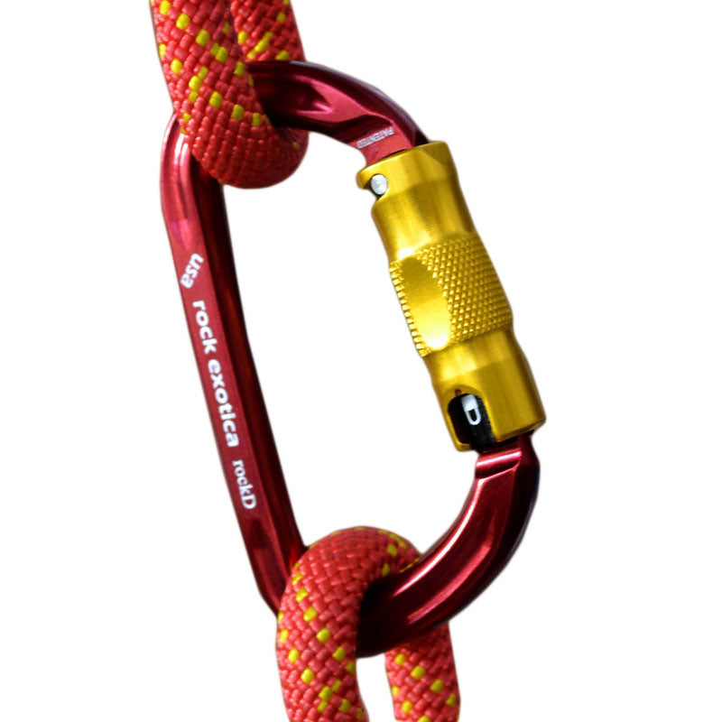 Mosquetón Rock Exotica rockD Twistlock: el mosquetón Twist-lock (2 etapas) es una alternativa de desmontaje rápido a un cierre de rosca o bloqueo automático de 3 etapas. Sólo requiere un giro en la manga para abrir. – Ahora disponible en MTN Shop US. - imagen 2