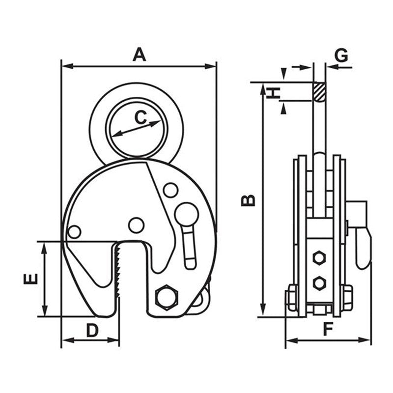 Abrazadera de placa universal Camlok™ CZ: las abrazaderas de placa universal Camlok CZ están disponibles en una amplia gama de límites de carga de trabajo y capacidades de mandíbula y se pueden usar en todas las placas y secciones de acero estructural laminadas en caliente hasta una dureza superficial de 300 Brinell (32HRc). El mango de leva tiene un diseño ergonómico con una superficie plana que permite un funcionamiento cómodo incluso con guantes puestos. – Ahora disponible en MTN Shop US. - imagen 2