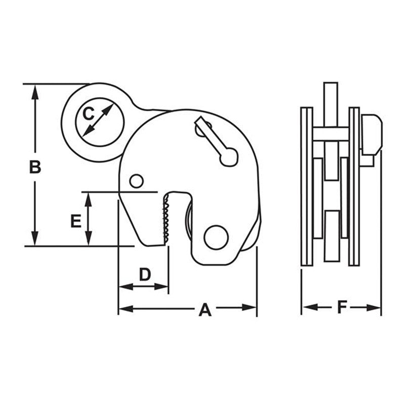 Camlok™ TTR Girder Clamp– The Camlock TTR Girder Clamp can be used on girders and rolled steel joists up to a surface hardness of 300 Brinell (32HRc). TTR Girder Clamps are specially designed for handling structural beams with the flange in the vertical, or “H”, position. – Now available at MTN Shop US. - imagen 2