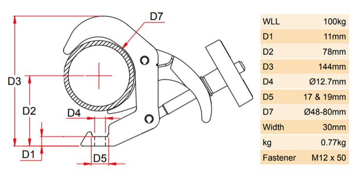 Doughty Titan Quick Trigger® Hook Clamp Specifications - MTN Shop