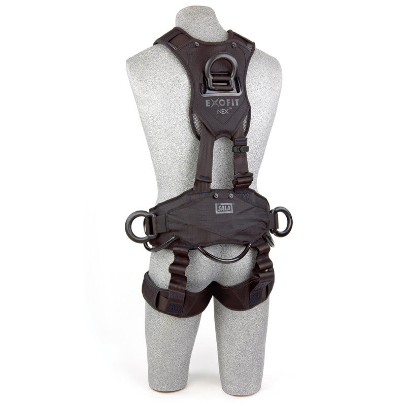 3M™ DBI-SALA® Exofit NEX™ Rope Access/Rescue Harness - Blackout - Rear View with Stand-up Lightweight Aluminum Back D-ring and Body Belt/Hip Pad with Lightweight Aluminum Side D-rings - imagen 2