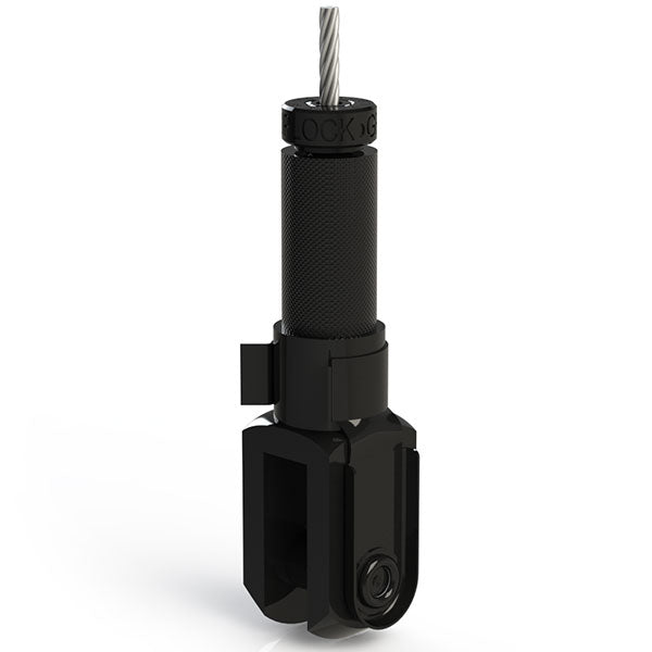 Griplock - Agarre negro para cable de 3/32" y 1/8" con pasador de bloqueo