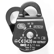 Kong Pulley Swing– Polea compacta con placas laterales móviles y casquillos. Para cuerdas de hasta ⌀11mm. Disponible en 4 versiones. Eficiencia: 87%. Resistencia a la rotura: 30 kN. – Ahora disponible en MTN Shop US.