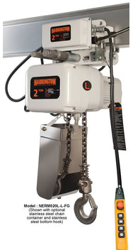 Polipastos eléctricos Harrington NER de calidad alimentaria: estos polipastos Harrington son la opción económica y práctica para un servicio eficiente y sin problemas. El modelo CF es un polipasto duradero para construcción: ahora disponible en MTN Shop EE. UU.