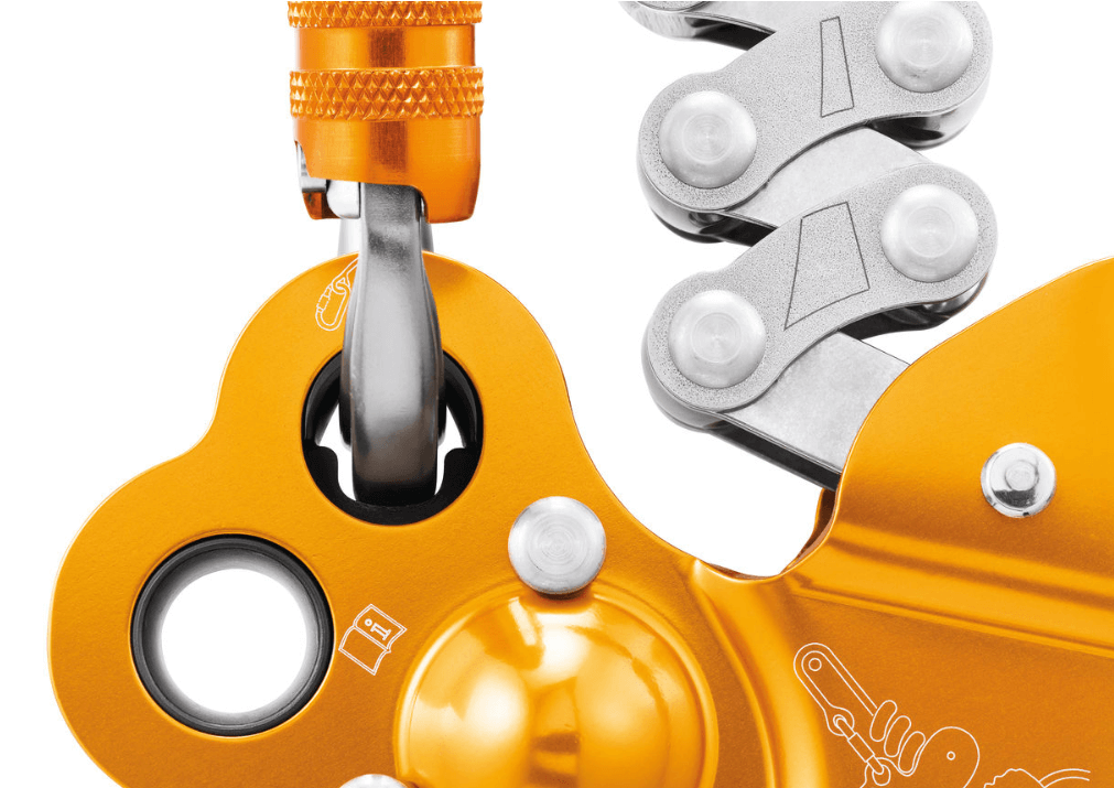 Prusik mecánico Petzl ZIGZAG® PLUS para el cuidado de árboles - Orificio de fijación superior