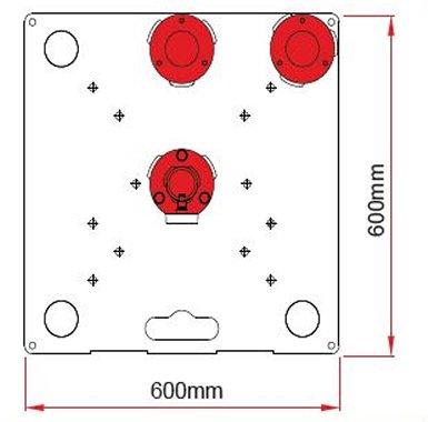 Trampa de tanque Doughty / Dimensiones de la base del brazo de 3 posiciones. Suministrado por la tienda MTN