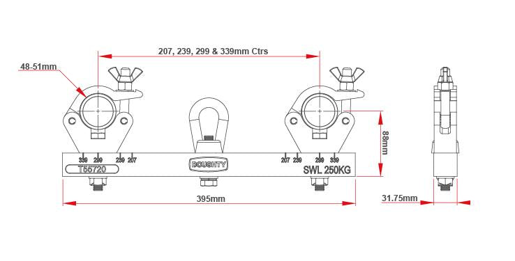 Doughty Solid Hanging Truss Adapter (Aluminum). Supplied by MTN Shop EU