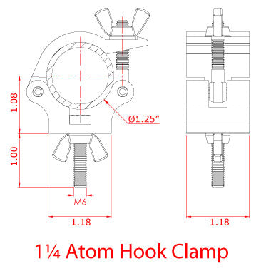 Especificaciones de la abrazadera de gancho Atom Doughty de 1,25'' - Tienda MTN
